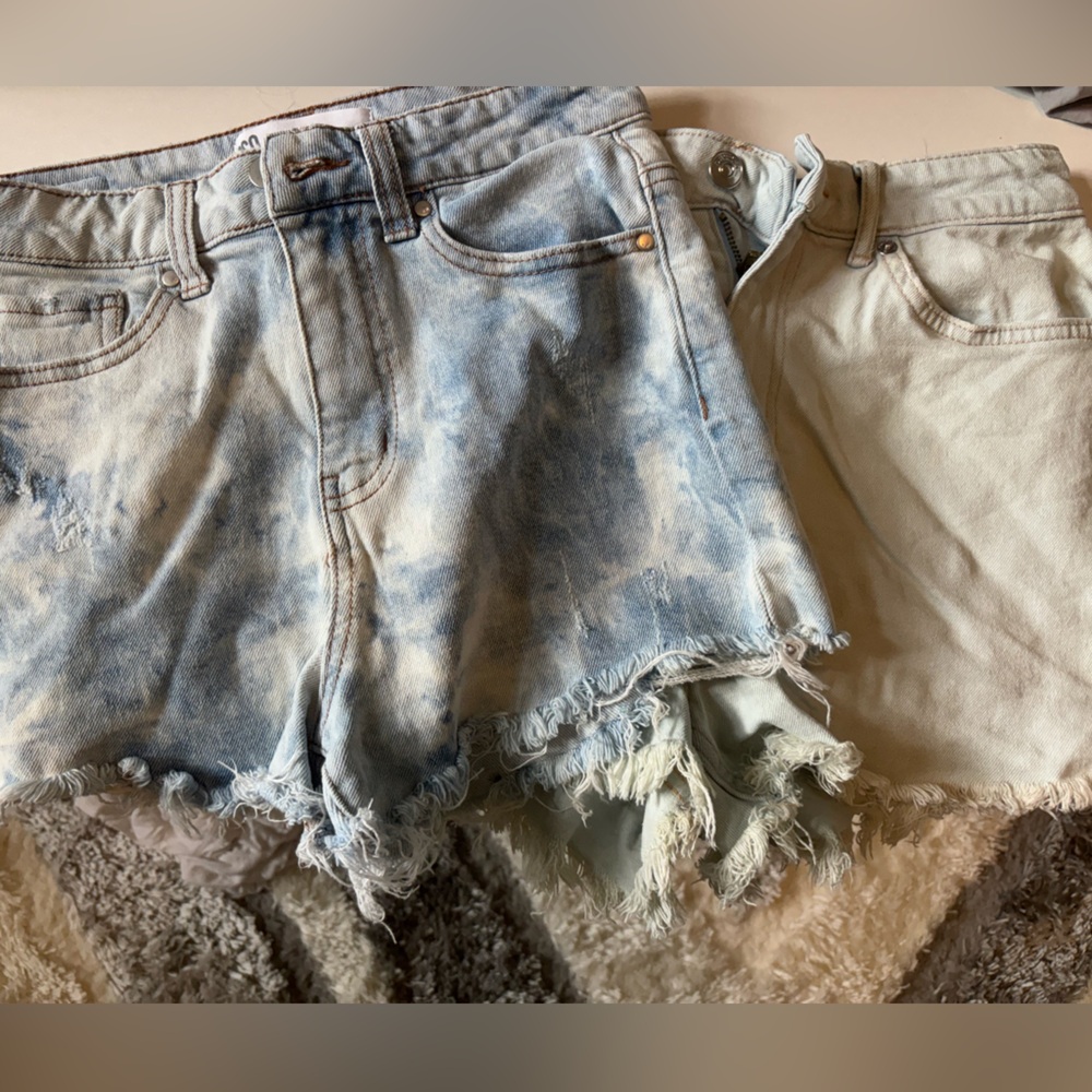 RSQ Blue and Cream Jean Shorts
